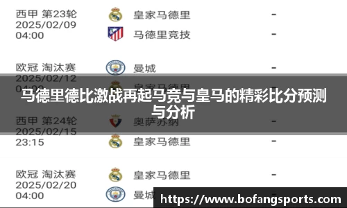 马德里德比激战再起马竞与皇马的精彩比分预测与分析